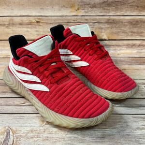 Adidas Mens Scarlet Red White Running Shoes Sobakov Sneakers 6.6